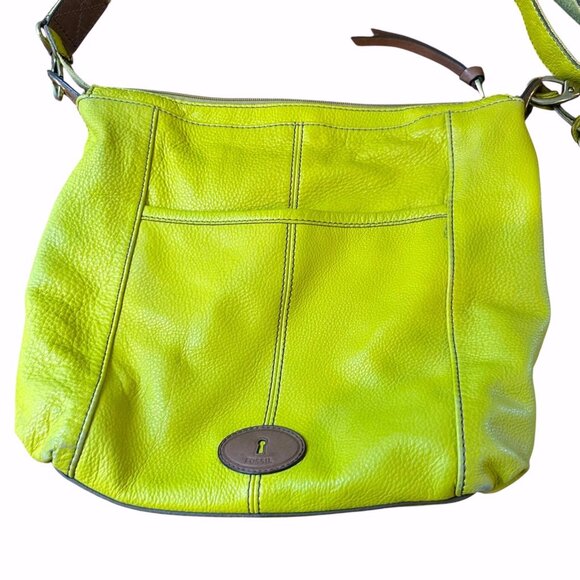 Fossil Yellow Leather Morgan Messenger Crossbody / Shoulder Bag - Picture 5 of 9